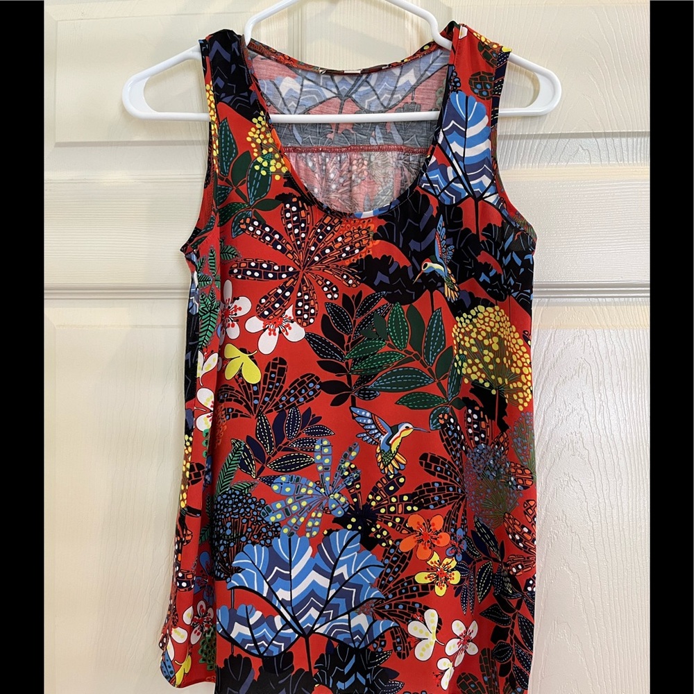 LOFT sleeveless tropical print top - Picture 2 of 7
